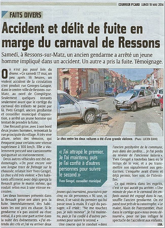 Accident Rue Georges Latapie &agrave; Ressons sur Matz